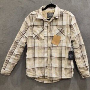 NWT Brooklyn Cloth MFG Shacket Medium Heavy Sherpa Lined Flannel Jacket Plaid